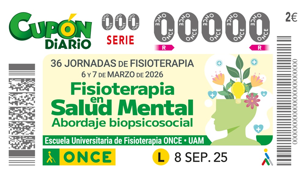 Cupón del 8 de septiembre dedicado a las 36 Jornadas de la Escuela de Fisioterapia de la ONCE