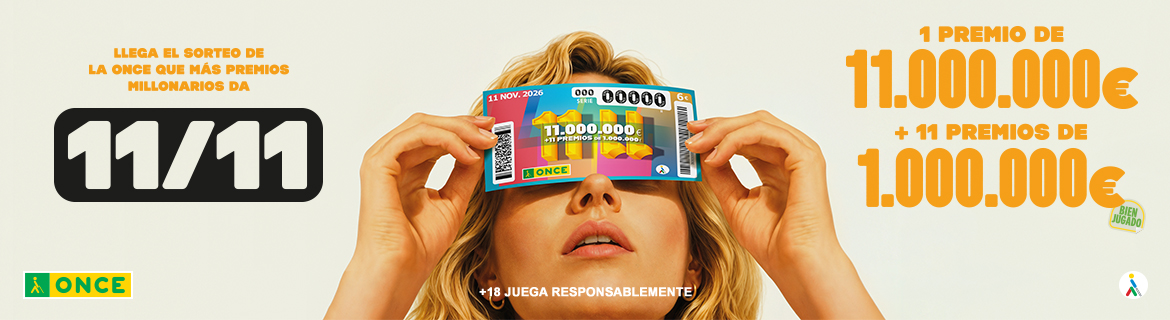 Cartel del Sorteo Extraordinario 11 del 11 de la ONCE (Abre una nueva ventana)