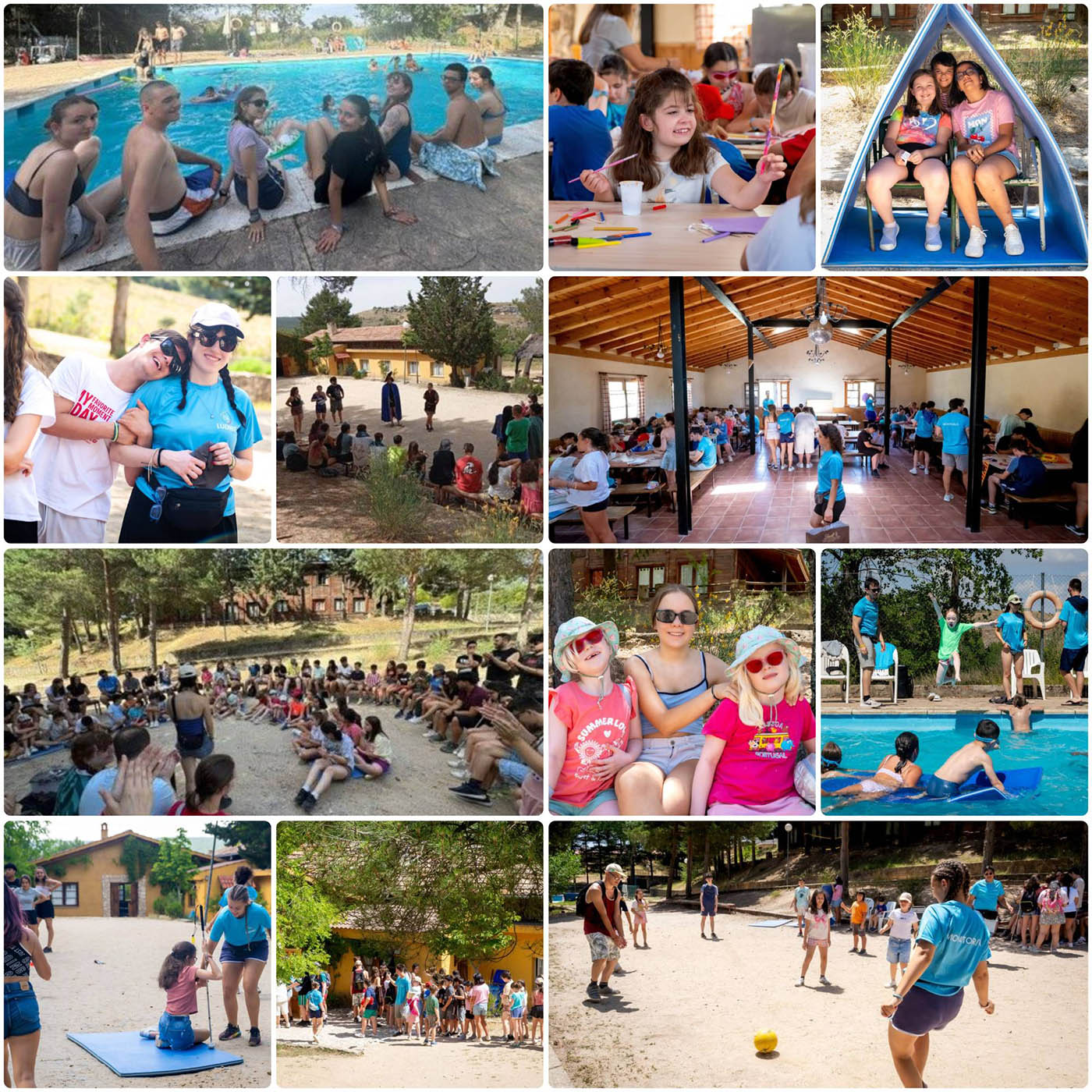 Collage con varios momentos del campamento de Madrid