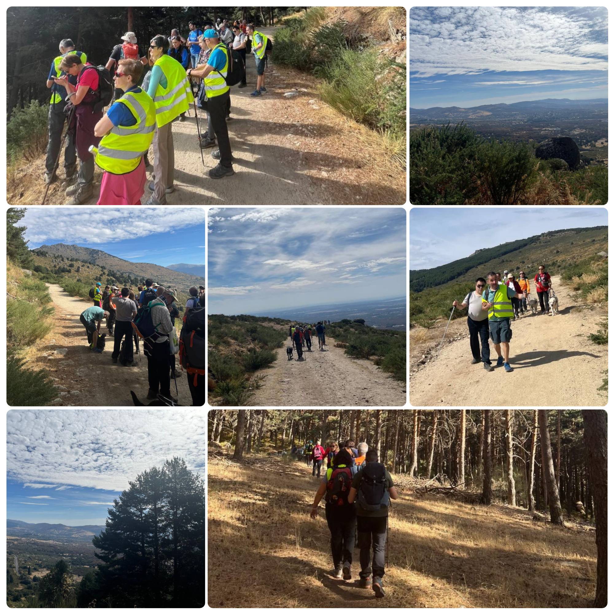 Collage con varios momentos de la jornada de senderismo