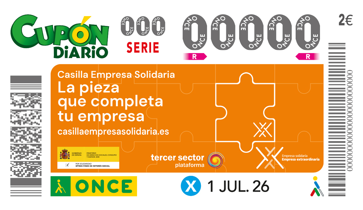 Cupón del 1 de julio dedicado a la casilla Empresa Solidaria