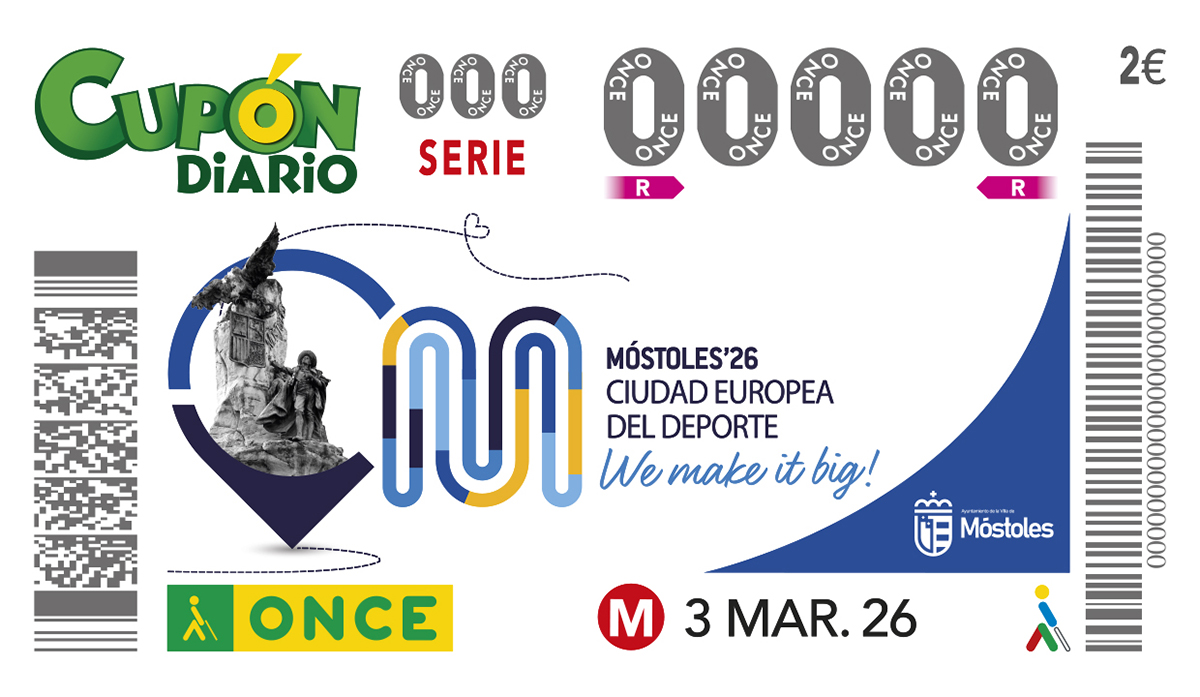 Cupón del 3 de marzo dedicado a Móstoles, Ciudad Europea del Deporte