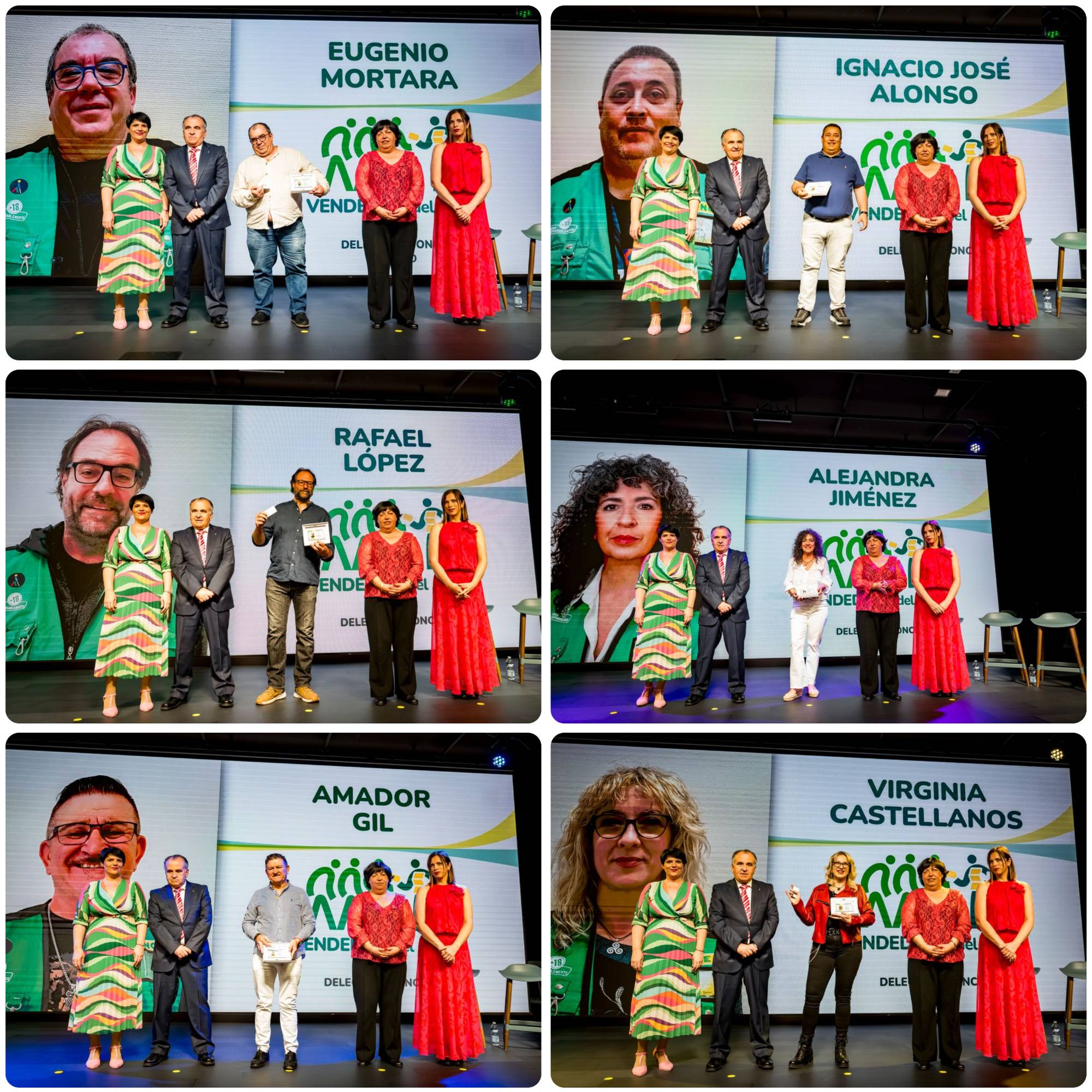 Grupo de seis de los vendedores homenajeados