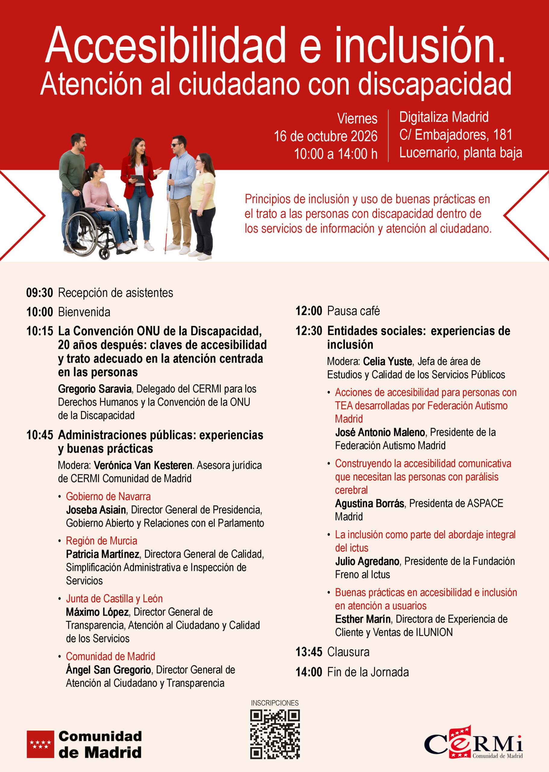 Programa de la Jornada "Accesibilidad e inclusión. Atención al ciudadano con discapacidad”