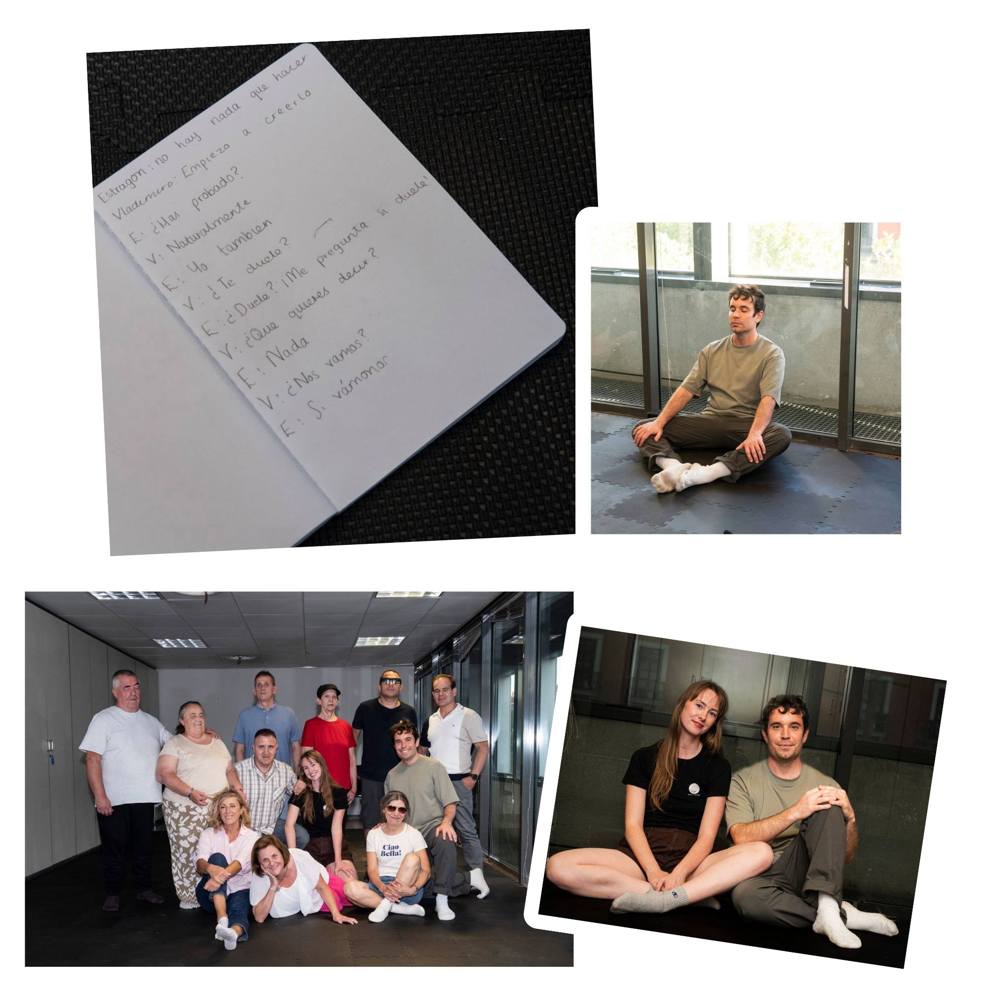 Collage con la imagen del texto, posado de los directores y del grupo completo